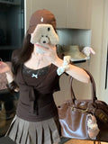 Merard Lace Spliced Bows Short-Sleeved T-Shirts For Women's Summer New Strapped Slings T-Shirts