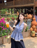 French Gentle Wind Bow Tie With Sleeveless Sling Vest Skirt 2026 Summer Kinesi Hanging Neck On The Back Of The Coat