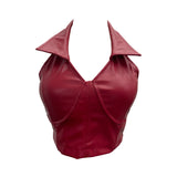 Sexy Hanging Neck Low Chest Lumbar Puskin Sling With Bra Cushion Short Corset 2807