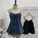 Vintage Cowboy Sling Vest Female Summer Split Press Line Back Tight To Wear Sleeveless Top 838