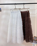Sweet Heavy Industry Network Saupong Cake Skirt Apricot-Color Lotus Side Layer Feeling Half-Body Skirt Autumn And Winter Horny Fairy Dress