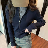 2026 Early Spring Simple Atmospheric Solid Color Pit Knitted Shirt Jacket Early Autumn New Coat Woven Cardigan Niche Wear