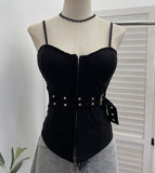 Real Patted Breast Pad Sling Sling Vest Hook Belt Strap Design Feel Waist Hottie Sexy Short Coat 6226