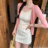 Korean Beautiful Thin V-Neck Seven-Sleeve Knitted Cardigan Women 2026 New Beautiful Small Outer Hoodie Shirt