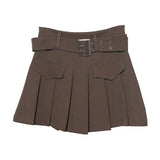 Real Shooting Hottie Retro Bright Line Dress Women Walk Light 100-Fold Skirt High-Rise Thin A Short Skirt 8201
