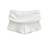 Solid Color Low-Rise Lateral Waist Waist Sports Shorts Female Pack Elastic Leisure Bottom Hot Pants