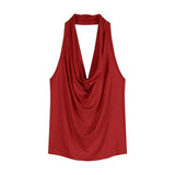 Swinging Neck-Laught Back 2025 Sling Vest Women's Summer Wears A Short High-End Design Sleeveless Top
