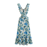 Summer New Women's Holiday Style Sexy Bare Back Folding Decoration Fan Flute Dress