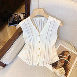 High-End Vintage V-Neckless Knitted Cardigan Women's Summer Slim Slimming Vest Simple