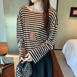 Lyselle Tiansin Han's Beautiful Round-Neck Striped Long-Sleeved T-Shirt Women's Autumn New High-End Non-Bolliion Shirt Blouse