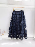 Design Sense Three-Dimensional Wave Point Retro A Skirt 2025 Autumn And Winter New Fashion Thin Mesh Dress Skirt Dress Dress Woman
