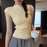 Korean Small Fragrant Temperament High-End Shoulder Sleeveless Knitted Shirt Women Summer 2025 New Slim Top