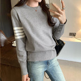 Unique And Beautiful White Inside Sweater Knitted Bottom Shirt Women 2025 Autumn And Winter Hem To The Waist Design Blouse