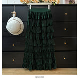 Autumn New Velvet Layer Cake 100 Folded Skirt Women's Fashion High-Rise Thin And Thin A-Shaped Skirt