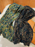 Small Design Folded Skirt Women's Summer High Waist Long Retro Print Thin Green Broken Flower Bag Fork Skirt