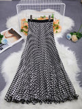 Japanese And Korean Chiffon Print 100-Fold Skirt Skirt Comfortable And Leisure Slimy High-Rise Large Swing Skirt