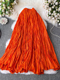 Design Sense Of Irregular Folding High Waist Half-Dress Woman 2025 Summer New Set Of Meat Display Skinny Swing Dress