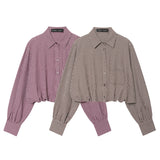 Women's Clothing 2026 New Small Checker Short Shirt Top 2331524