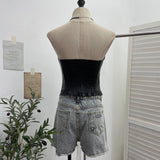 Street Breeze Leather Buckle With Chest With Chest Cushion Anti-Slip Wrapped Chest Vest Pu Leather Top 2781