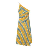 2026 Spring New Women's Fashion Sexy Hottie Asymmetric Striped Dress 2636183