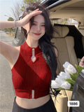 Sweet Babes Hollow Knitted Slings Small Vest Women's Summer Sleeveless Sexy Pure Desire Inside The Coat Wear