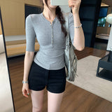 Unique Super-Look Half-Necked Front Shoulder T-Shirt Women's Summer 2025 New High-End Chic Chic Top