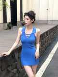 Purely Sexy Hottie V-Neck Polo Skirt Knitted Waist Slimmed-Butybled Short Skirt