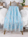 Lace Embroidery Dress 2025 Summer New French High-Rise Thin Double-Layer Net Yarn A-Word Half-Body Dress Woman