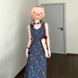 Vintage French V-Necked Floral Dress Women's Summer 2025 New Seaside Vacation Sleeveless Vest Long Dress