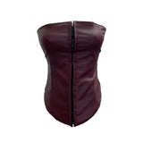 Real Shot Pu Skin Hook Buckle Bra Vest Bare Back Wearing Rope With Sexy Tight Bra Short Small Coat 1350