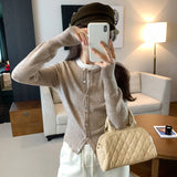 White Waist Knitted Sweater Jacket Women Autumn 2025 New Korean Atmosphere Feel Wearing A Beautiful Top