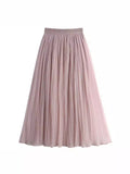 Two Sides Wearing Pit Strip Net Yarn 100-Fold Skirt 2025 Spring And Summer New Ice Silk A-Word Umbrella Skirt In The Long Skirt