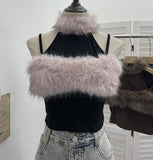 Small Version Of The Tight Hair Hanging Neck Splicing Sling Sling Vest Hottie Sexy Short Sleeveless Top 2800