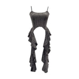 Land Wind Cave Sling Sling Vest Women's Summer Irregular Short-Term Umbilish Ribbon Sleeveless Top 9258