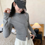 Small High-Neckless Sleeveless Vest V-Neck Cardigan T-Shirt Two Sets Of Women's Autumn And Winter 2025 New Explosive Top