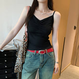 French Unique Thin Shoulder Strap-Repair V-Necked Spice Girl 2025 New Summer Sleeveless Sling
