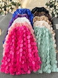Three-Dimensional Flower Half-Dress Woman 2025 New Medium And Long Fairy Skirt High-Waisted Temperament Mesh Dress