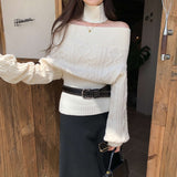 Early Autumn Atmosphere Wearing A Mah-Song-Sleared Long-Sleeved Knitted Shirt Woman 2025 New Single-In-Wear Temperamental Top