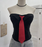 Real Shot Ins Street Pat Hottie With Chest Pad Wrapped Chest Tie With Short Corset Sleeveless Top 6167