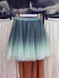 Summer Net Yarn Short Skirt Girl Small A Skirt 2025 Color Half-Dress Skirt Slimy Fairy Fluffy Skirt