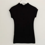 High Elastic Half-Neck Sleeveless Vest Tight Body Slim Outside Wearing Conch-Colored Bottom Shirt Woman Summer Spring