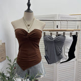 À±bab Kinesi Cross Design Knitted Bra Strap Bra Elastic Short Sleeveless Top 9320