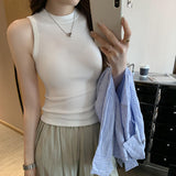 Spring And Summer New Milk Call Inside The Folding Sling Vest Women 2025 French Outer Wear Sleeveless Bottom Top