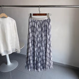 Korean Gentle Temperament Retro Lattice Loose Waist Loose A-Shaped Skirt Flexible Net Yarn Skirt