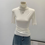 Korean Simple Half-High-Neck Short-Sleeved T-Shirt Female Commuter New Summer Slimming Inside And Bottom Shirt