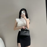 2025 Thai Pile High-Necked Sleeveless Tight T-Shirt Solid Color Body Bottom Shirt Thin Inside The Top Woman