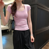 European Goods High-End Feel Shoulder Repair Short-Sleeved T-Shirt Women's Summer 2025 New Niche Fashion Thin Top