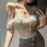 Little Demon Lace Sling Vest Woman Summer Wears A Short Pure Hottie Sexy Blouse