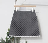 Han's Sweet Commuter Wave Half Dress Woman High Waist Thin Splicing Lace Side A Word Short Skirt 6882