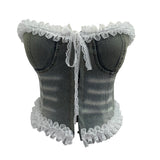 Real Shooting Lace Side With Cowboy Bra Vest Woman Summer With Chest Pad Outside Wearing Short Top 2761